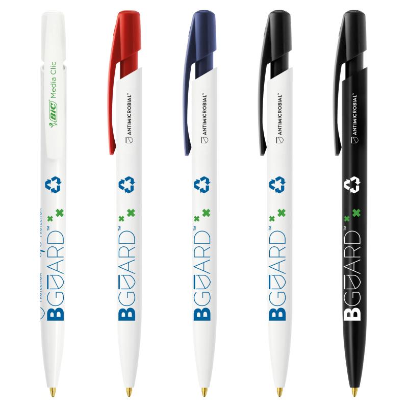 Image of BIC® Media Clic BGUARD™ Antimicrobial Ecolutions® Ballpen Antimicrobial logo Screen Printing